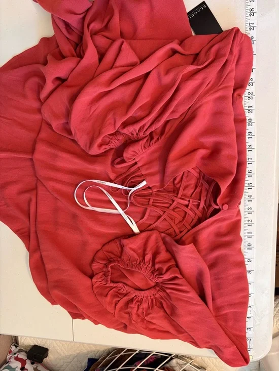 Eloquii Crimson Red Button Maxi Dress Size 20 Peasant Southwestern Rodeo NWT - Picture 9 of 10